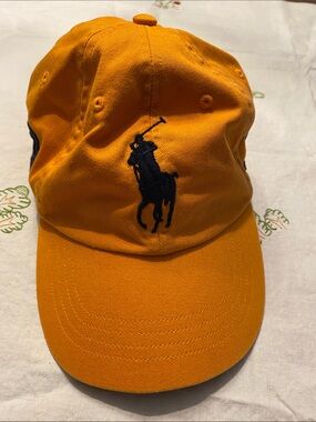 Polo by Ralph Lauren Big Pony Orange Cap with Navy Pony Embroidery unisex